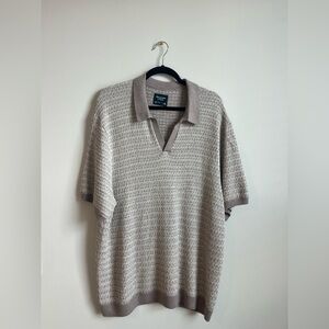 Abercrombie & fitch brown tan knit men’s sweater collar polo short sleeve tee xl